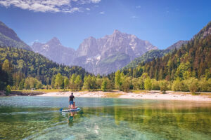 Slovinská jezera na paddleboardu - Triglavský národní park - Bled - Jasna - Bohinj - Greenmind.cz - Cestování se psem